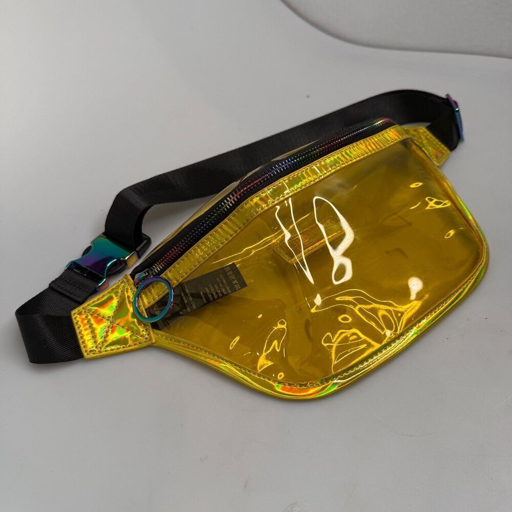 Like Dreams Yellow Clear Fanny Pack Waist Crossbody Bag 11"x6"x3" GUC Adjustable - Picture 5 of 16